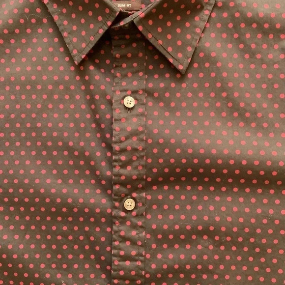 MICHAEL KORS Polka Dot Button Down Shirt Size L - Picture 10 of 11